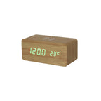 Caricatore Wireless in Bamboo con Orologio Digitale e Display LED