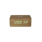 Caricatore Wireless in Bamboo con Orologio Digitale e Display LED