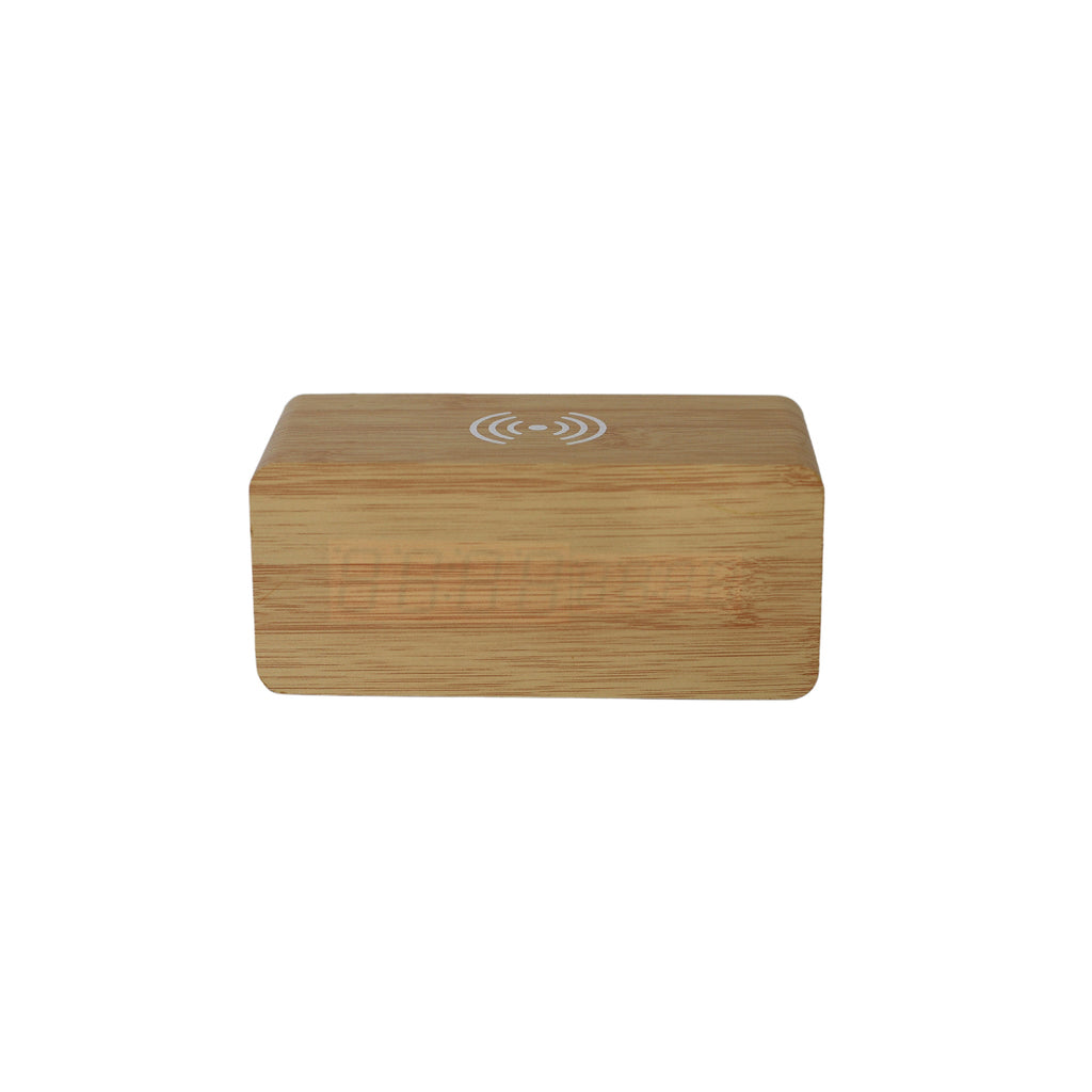 Caricatore Wireless in Bamboo con Orologio Digitale e Display LED