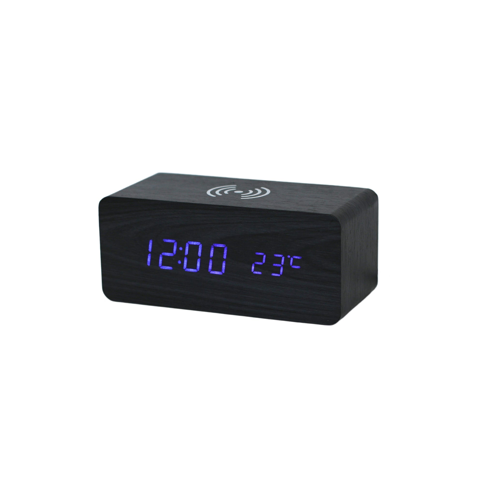 Caricatore Wireless Nero Con Orologio Digitale Da Comodino