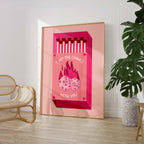Streichholz Poster · · Hit The Chance With You · Liebe Illustration · Würfel Design · Vintage Ästhetik · Pink Rot · Print ohne Rahmen-1