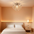 Lampadario Cristallo Mini Plafoniera Cromata Con Cristalli Reali K9