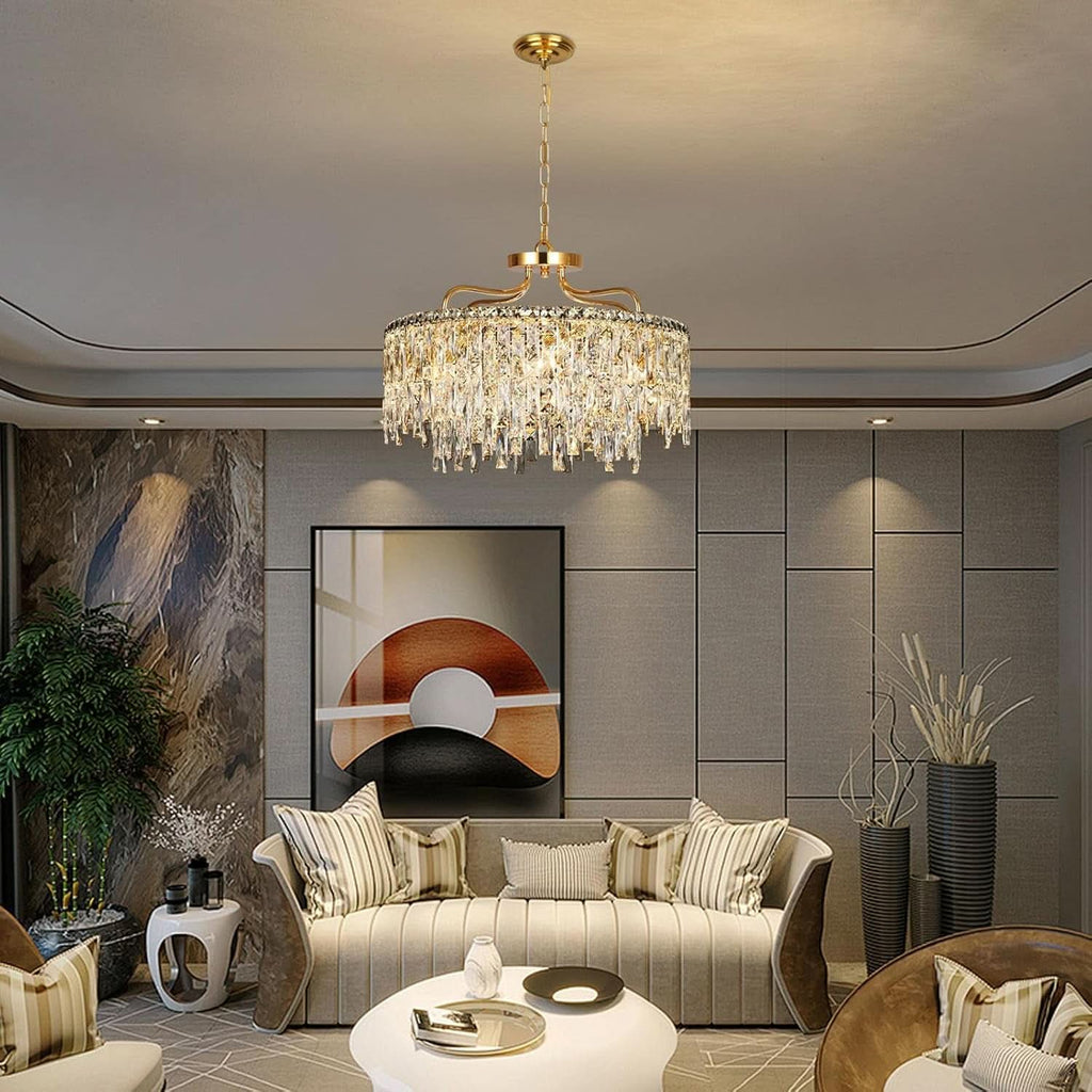 Elegant Gold Crystal Chandelier 24 Inch Illumination