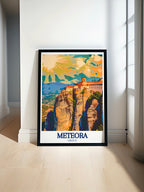 Meteora Poster - Great Meteoron Art Print - Peneus Valley Wall Print - Peneus Valley Travel Poster-0