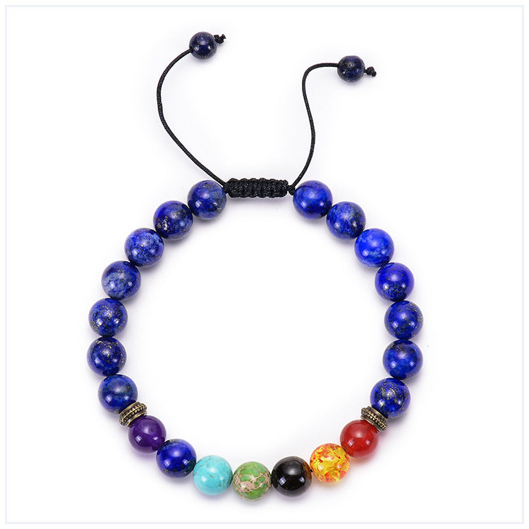 Bracciale Agata Naturale Pietra Vulcanica Yoga - Colorato