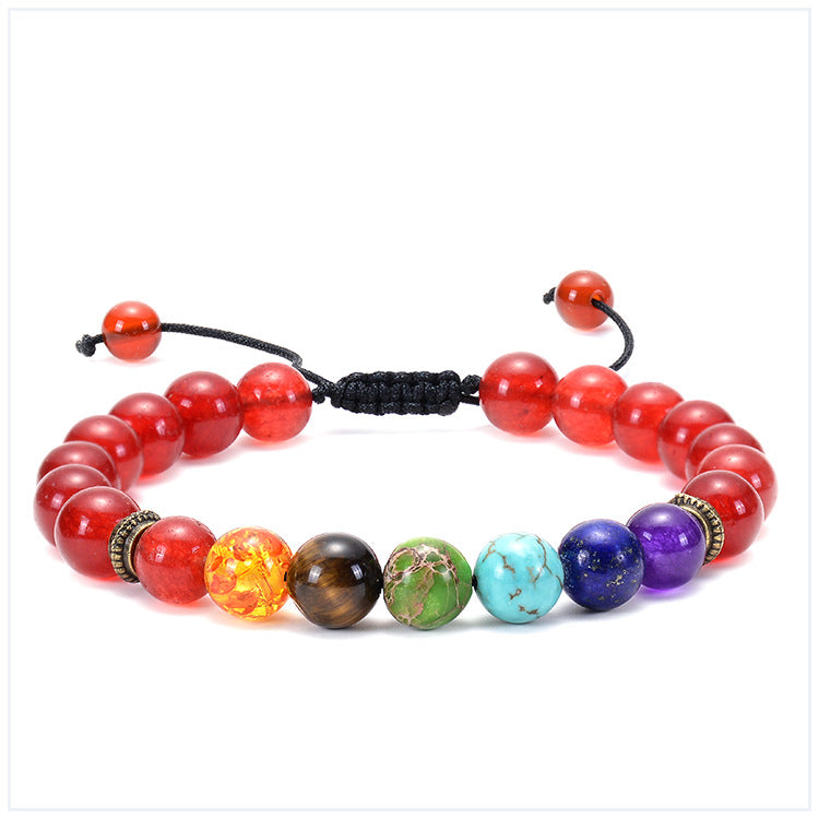 Bracciale Agata Naturale Pietra Vulcanica Yoga - Colorato