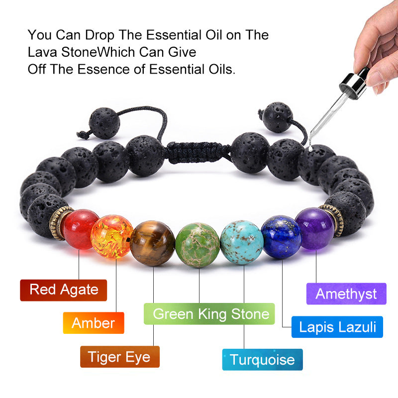 Amazon Hot Sale Natural Agate Frosted Volcanic Stone Bracelet Colorful Natural Stone Yoga Woven Bracelet Wholesale