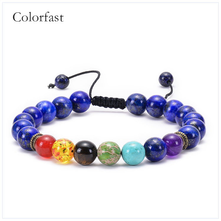 Bracciale Agata Naturale Pietra Vulcanica Yoga - Colorato