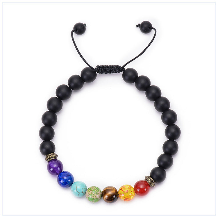 Bracciale Agata Naturale Pietra Vulcanica Yoga - Colorato