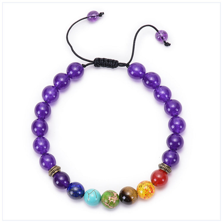 Bracciale Agata Naturale Pietra Vulcanica Yoga - Colorato