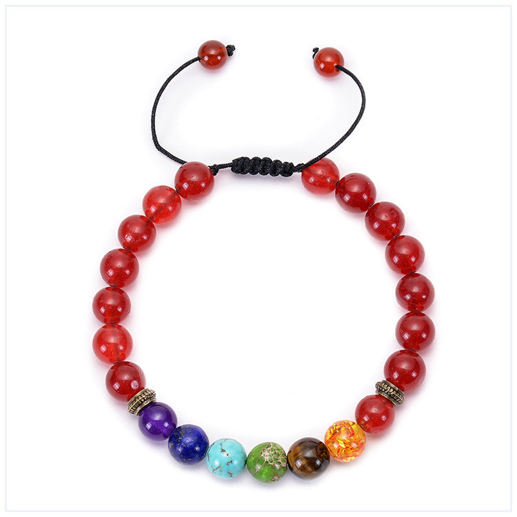 Bracciale Agata Naturale Pietra Vulcanica Yoga - Colorato
