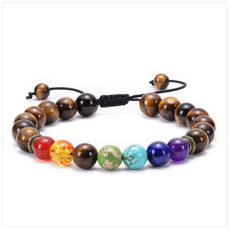 Bracciale Agata Naturale Pietra Vulcanica Yoga - Colorato