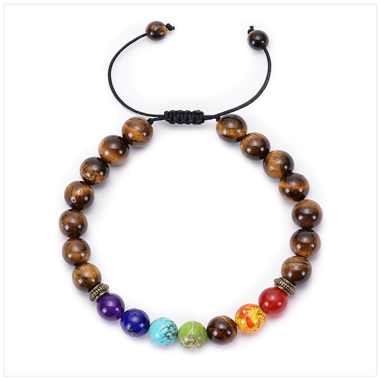 Bracciale Agata Naturale Pietra Vulcanica Yoga - Colorato