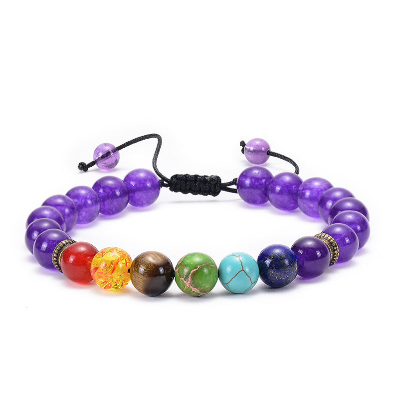 Amazon Hot Sale Natural Agate Frosted Volcanic Stone Bracelet Colorful Natural Stone Yoga Woven Bracelet Wholesale