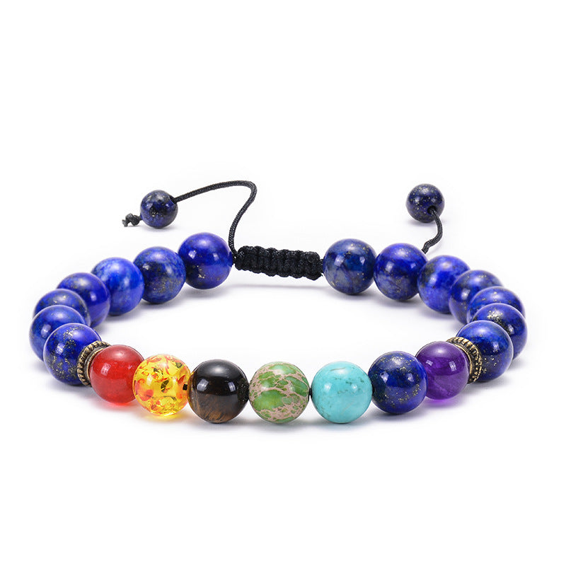 Amazon Hot Sale Natural Agate Frosted Volcanic Stone Bracelet Colorful Natural Stone Yoga Woven Bracelet Wholesale