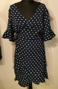 Vestito Estivo Corto A Pois Con Collo A V Per Donne Casual