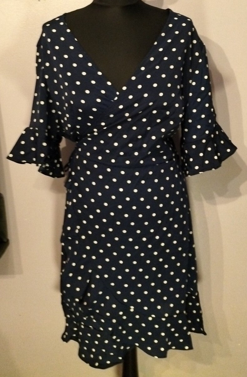 Vestito Estivo Corto A Pois Con Collo A V Per Donne Casual