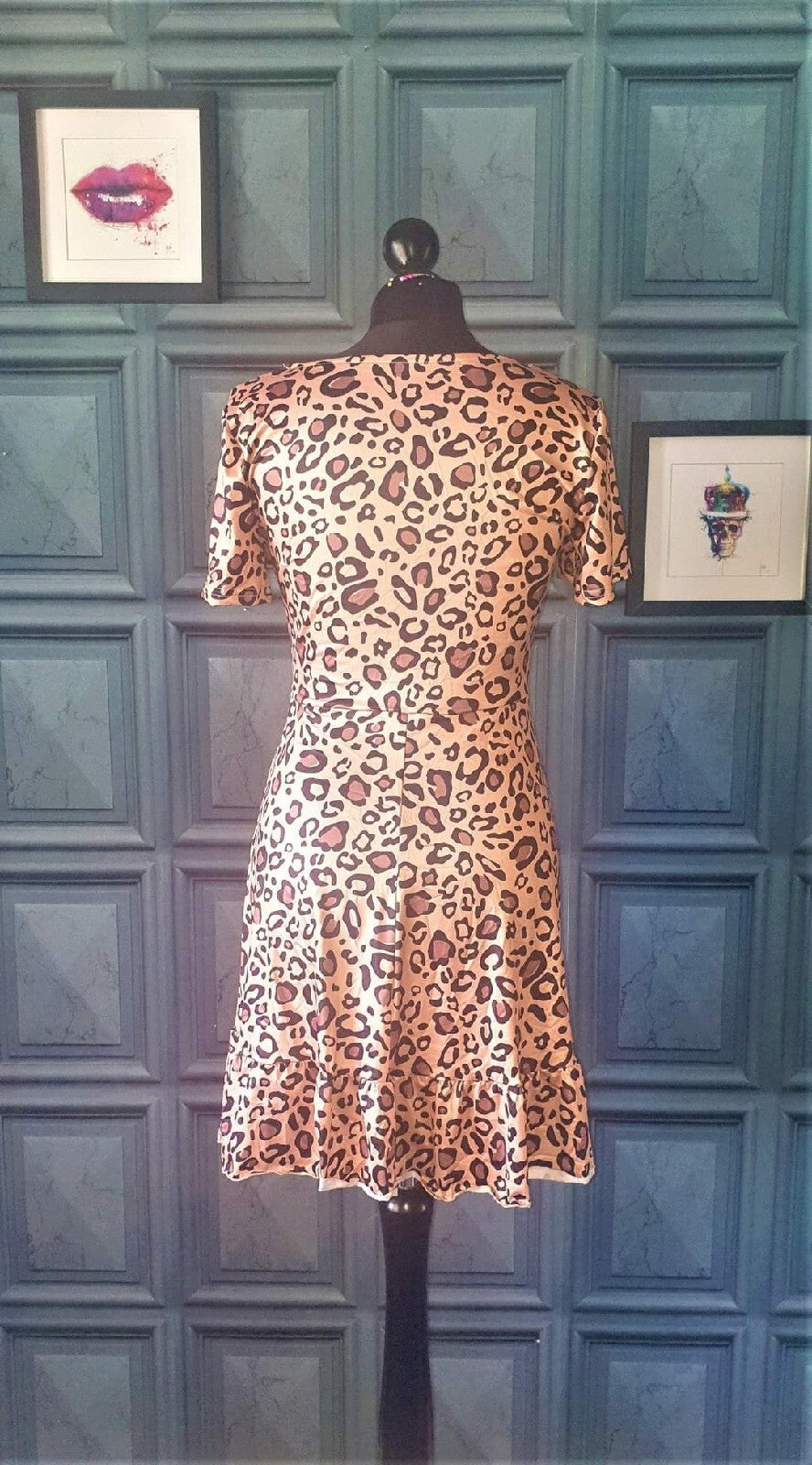 Vestito Estivo Stampa Leopardata Da Donna Taglia 8 Senza Cintura