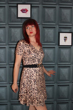 Vestito Estivo Stampa Leopardata Da Donna Taglia 8 Senza Cintura