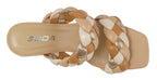 Sandali Donna Tacco Blocco Intrecciati Doppia Fascia Nude Multicolore Soda Shoes
