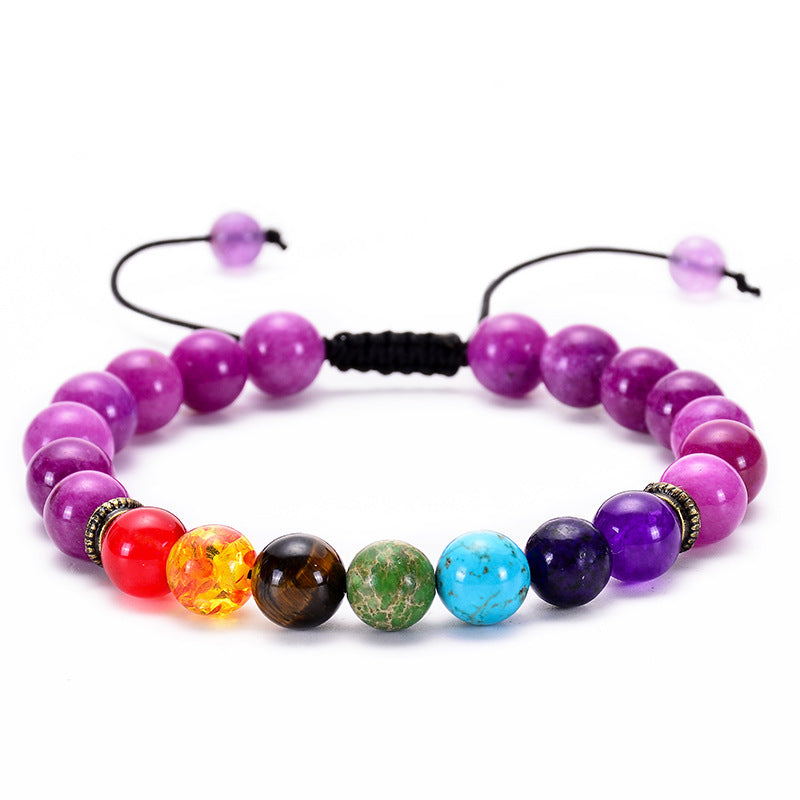 Amazon Hot Sale Natural Agate Frosted Volcanic Stone Bracelet Colorful Natural Stone Yoga Woven Bracelet Wholesale