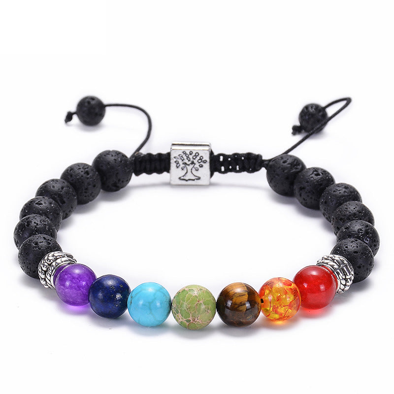 Bracciale Agata Naturale Pietra Vulcanica Yoga - Colorato