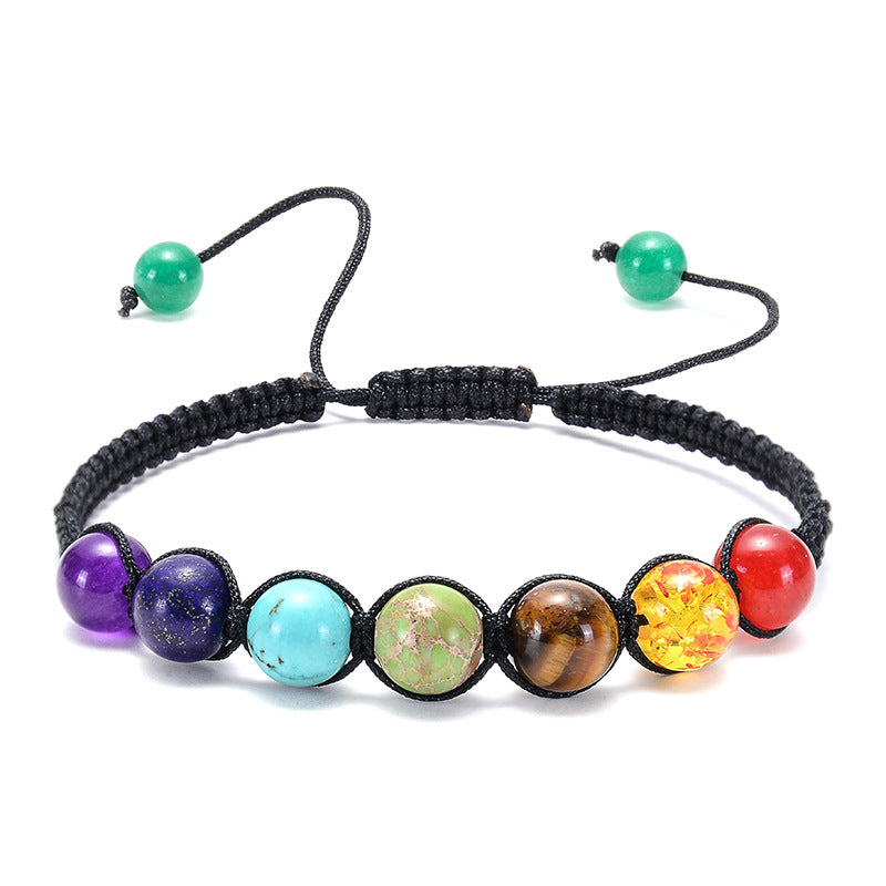 Bracciale Agata Naturale Pietra Vulcanica Yoga - Colorato
