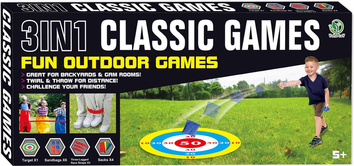 Giochi Classici All Aperto 3 In 1 Set Con Bersaglio E Sacchetti