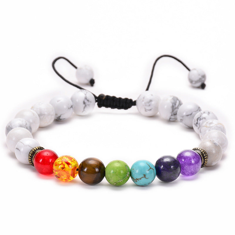 Amazon Hot Sale Natural Agate Frosted Volcanic Stone Bracelet Colorful Natural Stone Yoga Woven Bracelet Wholesale