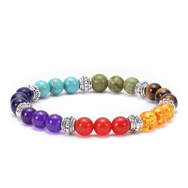 Amazon Hot Sale Natural Agate Frosted Volcanic Stone Bracelet Colorful Natural Stone Yoga Woven Bracelet Wholesale
