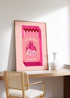 Streichholz Poster · · Hit The Chance With You · Liebe Illustration · Würfel Design · Vintage Ästhetik · Pink Rot · Print ohne Rahmen-4