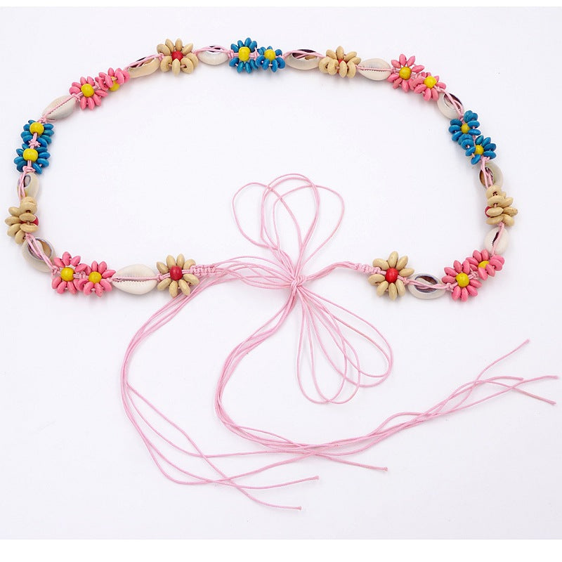 Bohemian style democratic style retro casual waist chain dress waist accessories pink woven waist chain