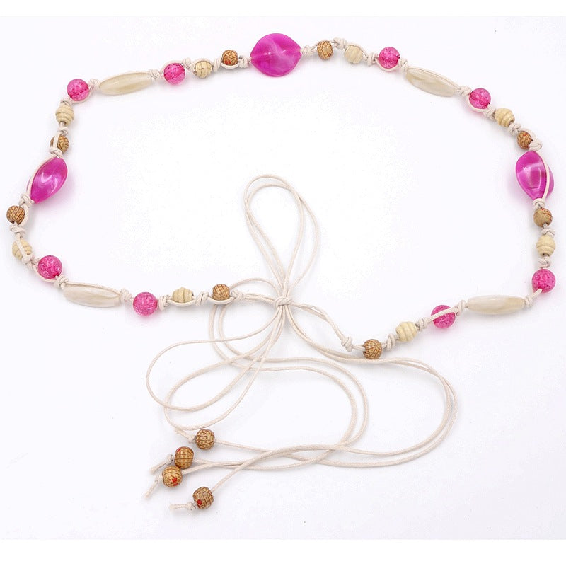 Bohemian style democratic style retro casual waist chain dress waist accessories pink woven waist chain