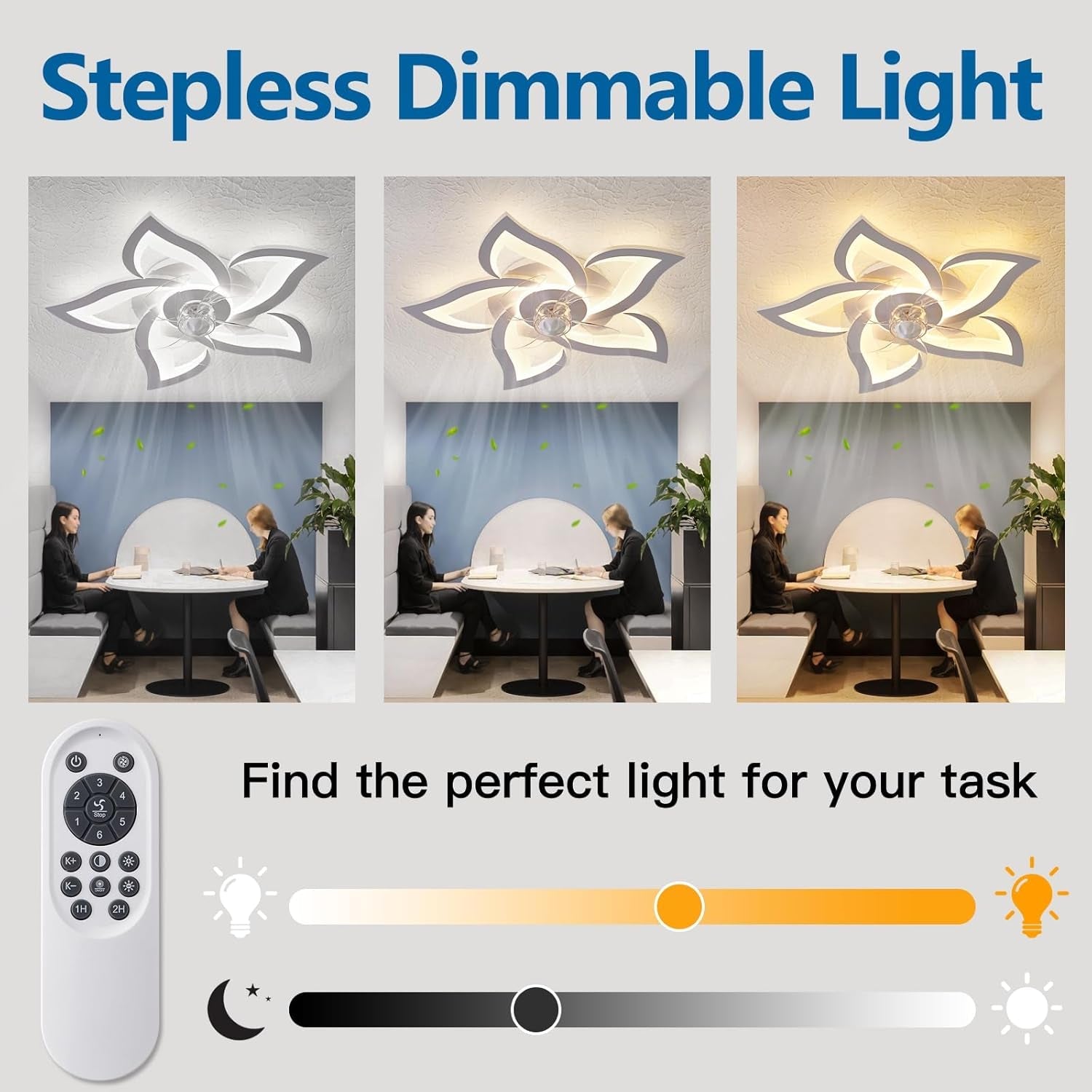 Ventilatore da Soffitto LED Bianco 60 cm Reversibile con Luci