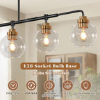 Black Gold Linear Chandelier Six Lights Illumination