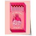 Streichholz Poster · · Hit The Chance With You · Liebe Illustration · Würfel Design · Vintage Ästhetik · Pink Rot · Print ohne Rahmen-0