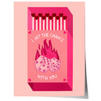 Streichholz Poster · · Hit The Chance With You · Liebe Illustration · Würfel Design · Vintage Ästhetik · Pink Rot · Print ohne Rahmen-0