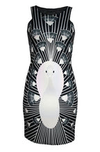 Vestito Mini Senza Maniche Con Stampa Pavone Elegante E Chiusura Laterale