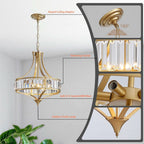 Gold Crystal Chandelier 4 Light Rustic Illumination