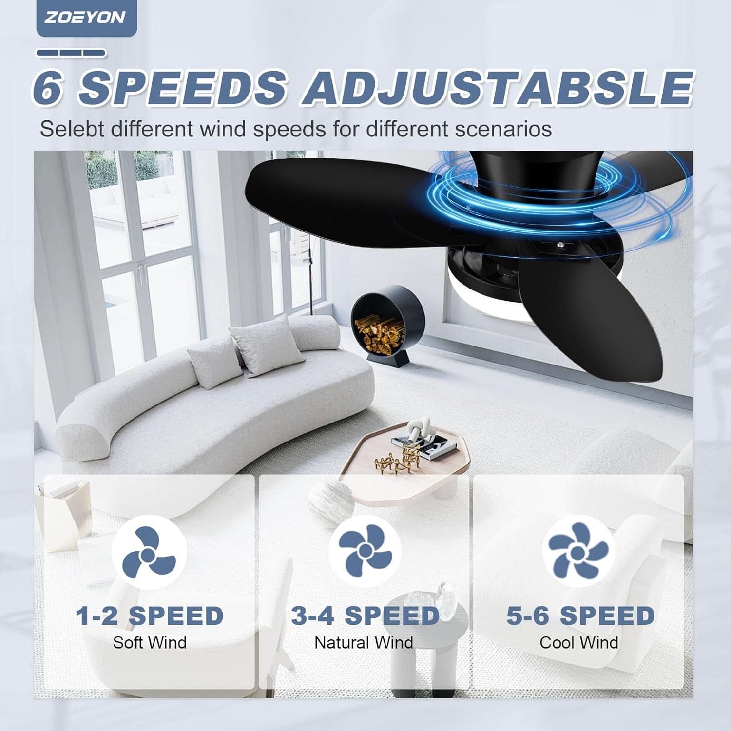 Ventilatore Da Soffitto Incasso Nero 26 Pollici Con Luce Integrata E Telecomando