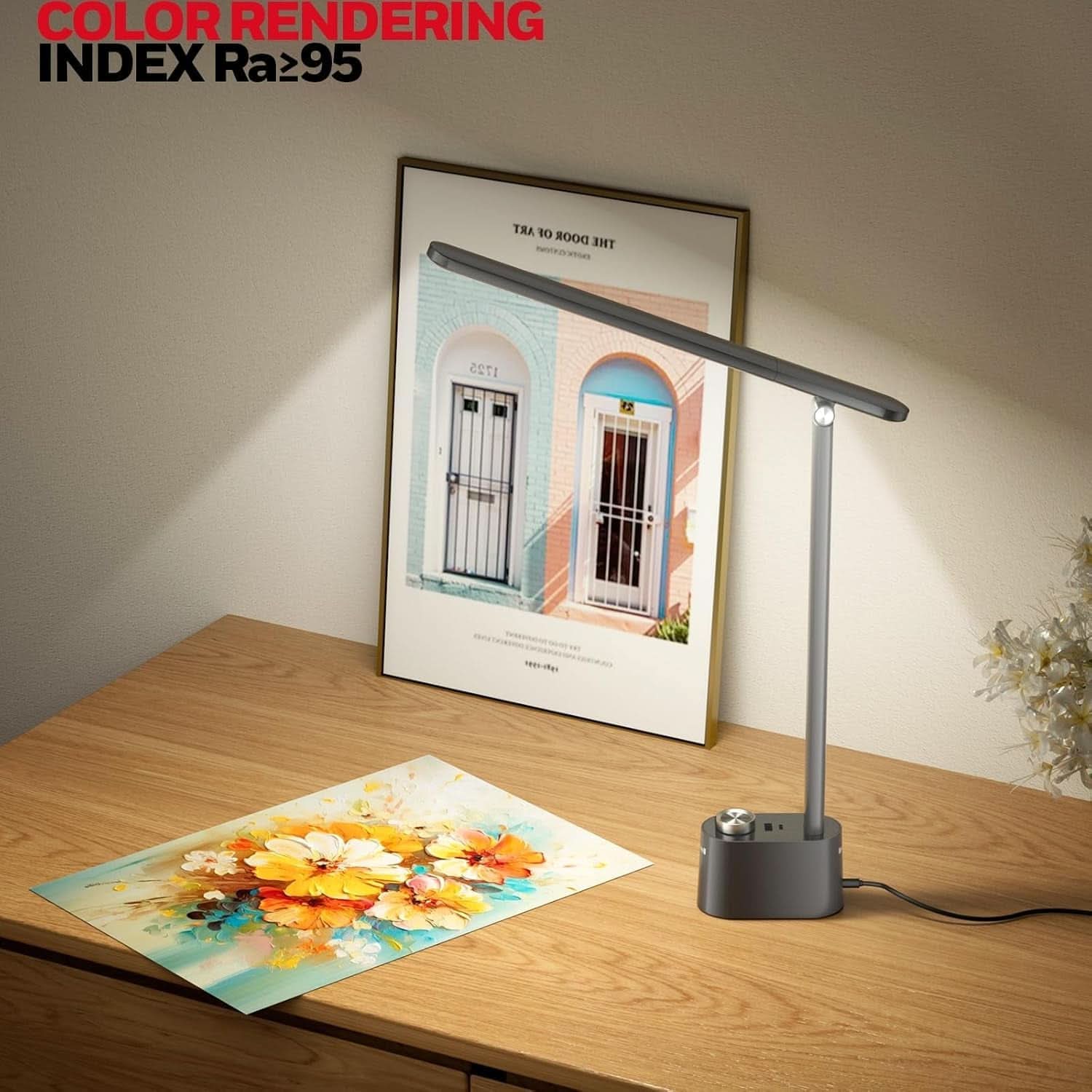 Lampada Da Scrivania LED H01 Pro Sunturalux Pieghevole Con USB Nero