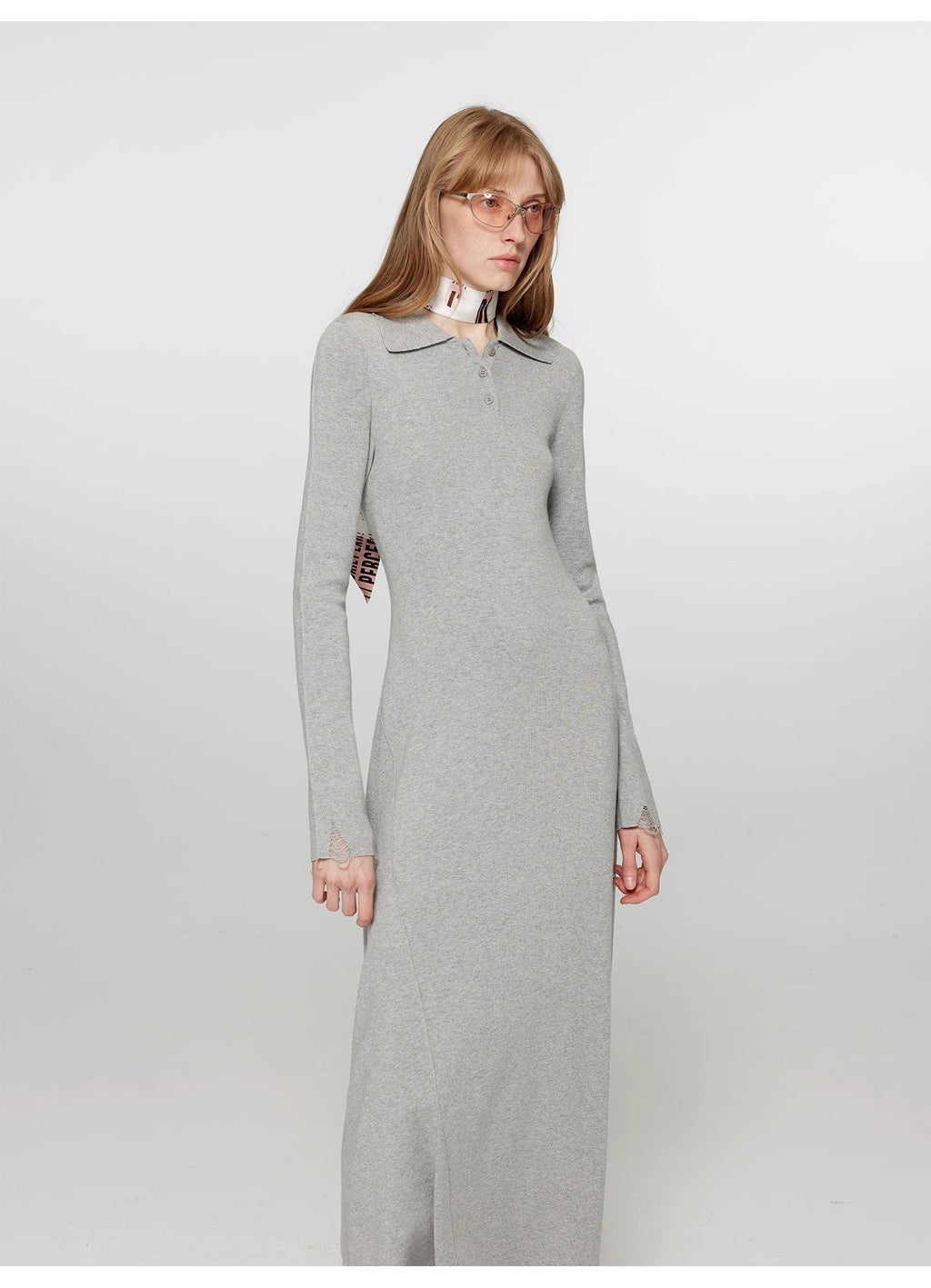 Spring Muse Lana Merino Abito A Linea Con Colletto Polo In Vita Stringata Donna
