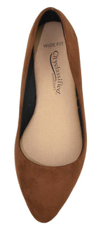 City Classified W Hold Scarpe Basse Da Donna Larghe Cognac Scamosciato Sintetico