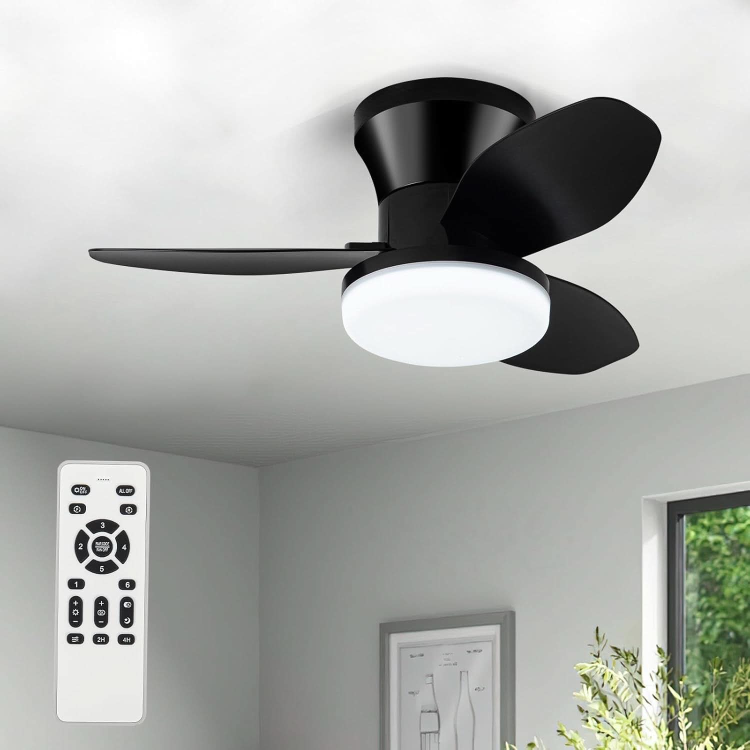Ventilatore Da Soffitto Incasso Nero 26 Pollici Con Luce Integrata E Telecomando