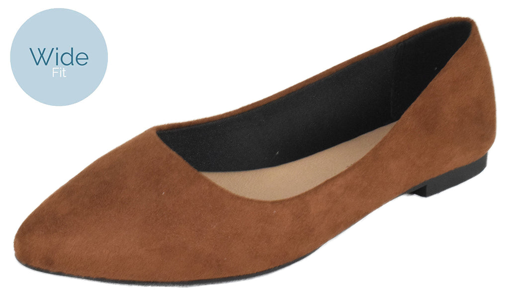 City Classified W Hold Scarpe Basse Da Donna Larghe Cognac Scamosciato Sintetico