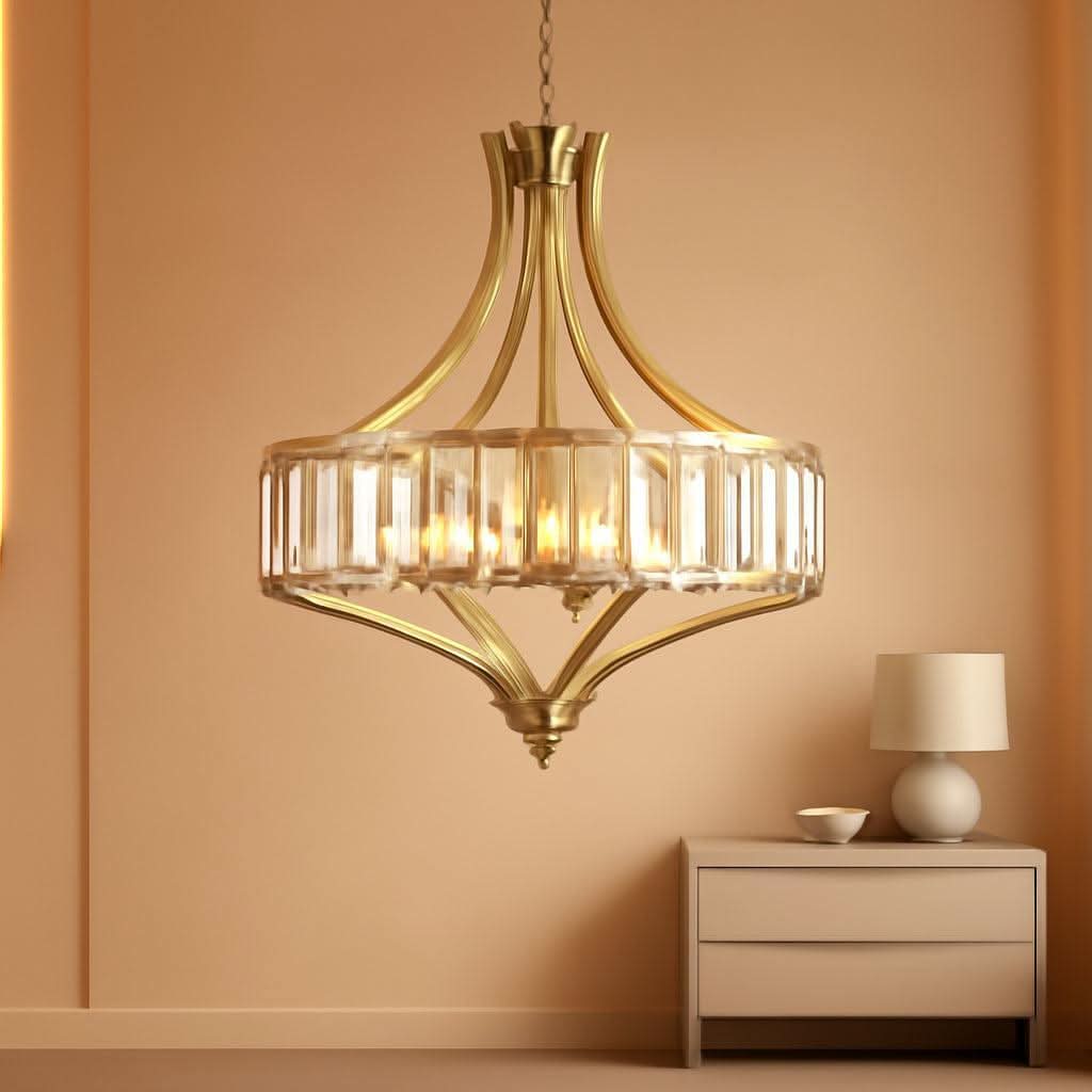 Gold Crystal Chandelier 4 Light Rustic Illumination