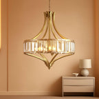 Gold Crystal Chandelier 4 Light Rustic Illumination
