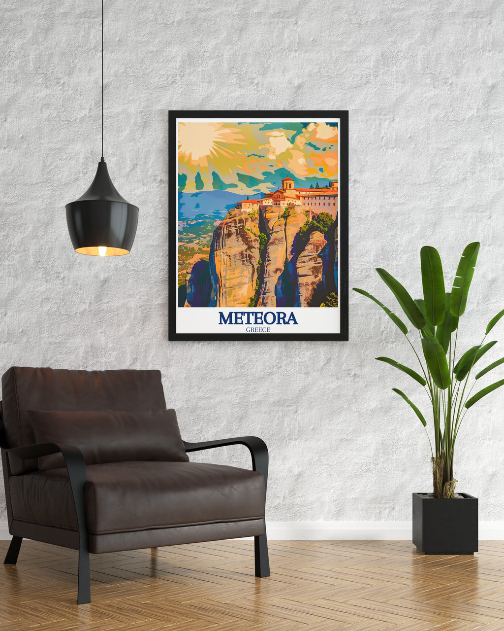 Meteora Poster - Great Meteoron Art Print - Peneus Valley Wall Print - Peneus Valley Travel Poster-3