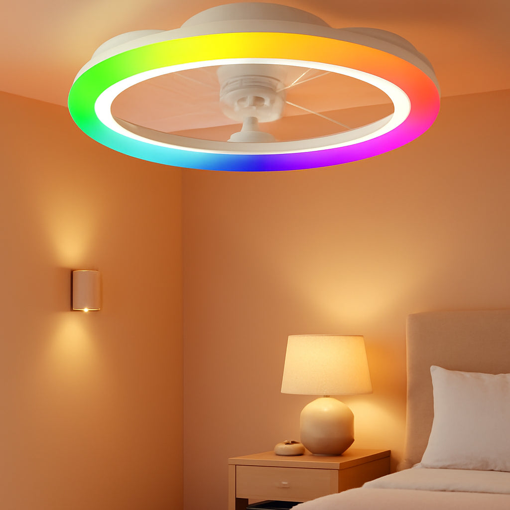 20 Inch RGB Flush Mounted Ceiling Fan Illumination LED