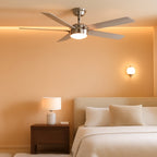 52Inch Brushed Nickel Ceiling Fan With Integrated LED Illumination
